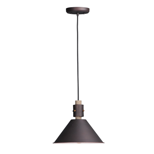 Tucson 1-light 11.25" Wide Steel Pendant - oil rubbed bronze / weathered wood
