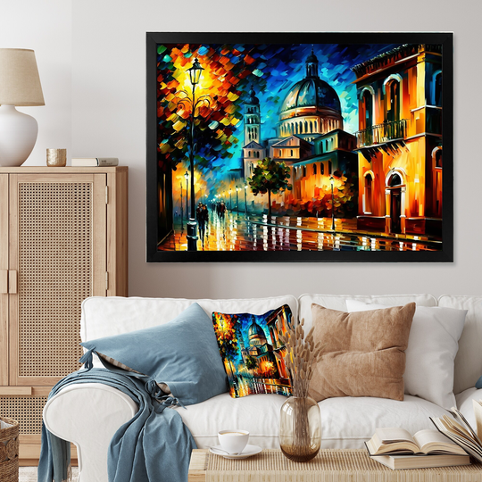 Designart 'Colorful City In Italy II' Cityscapes Framed Art Print