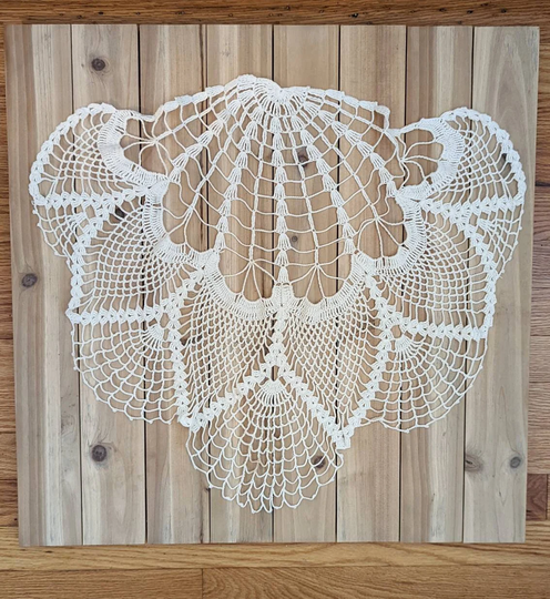 1950's Hand Crocheted Sofa Doily, Vintage Doily