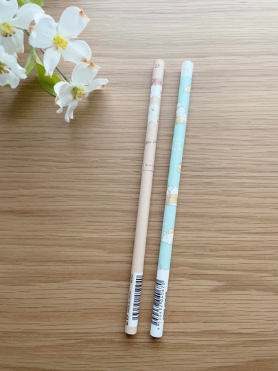 2B Wood Pencil Set - Shiba Inu & Mofu Animals 2 Pcs