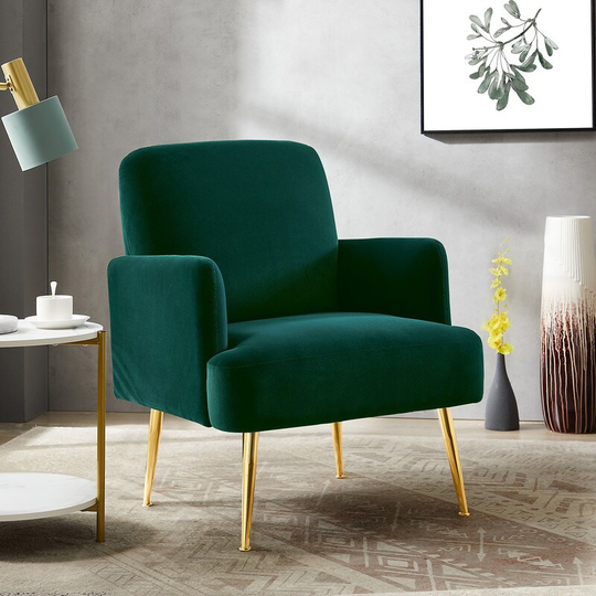 EYIW Arm chair with unique golden legs, Upholstered chair for Bedroom living room