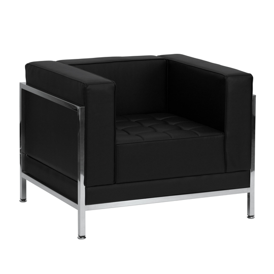 LeatherSoft Modular Chair with Quilted Tufted Seat and Encasing Frame - 35"W x 28.75"D x 27.25"H