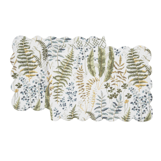 Cecil Quilted Reversible Botanical Fern Table Runner