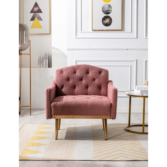 Tufted Accent Chair Leisure Single Sofa with Rose Golden Feet