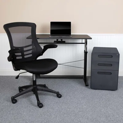 Khloe-Anne 3 Piece Rectangular Computer Desk Office Set with Chair