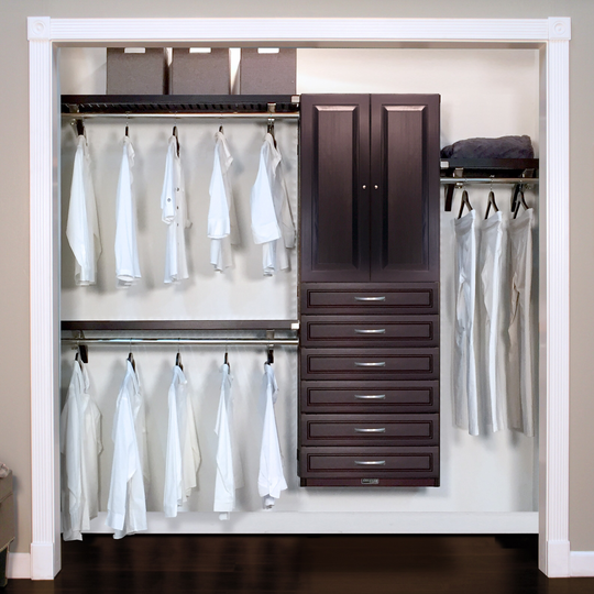 John Louis Home 12in. Deep Solid Wood 6-Drawer/Raised Panel Doors Woodcrest Premier Organizer Espresso