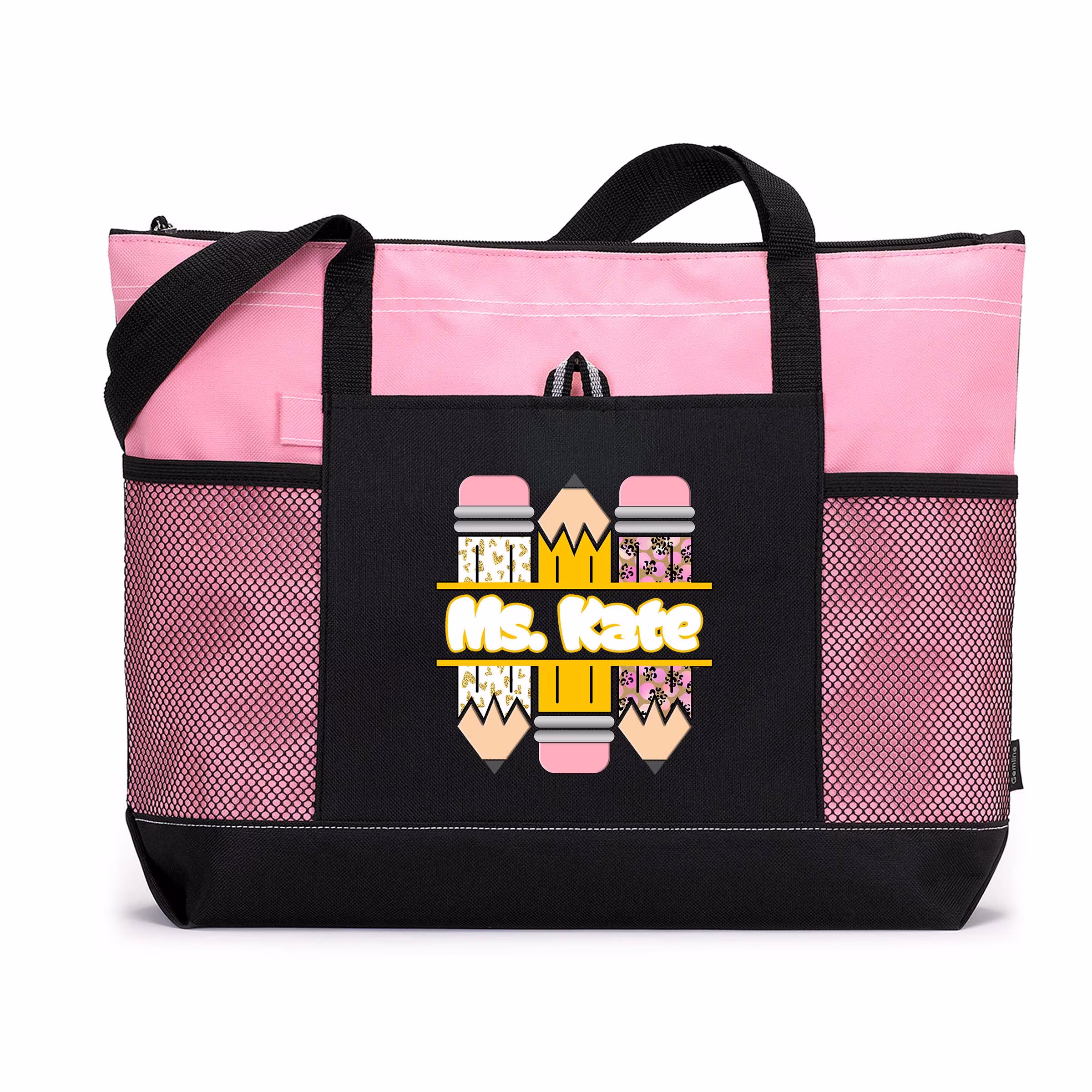 Teacher Wild Split Pencils Personalized Zippered Tote Bag