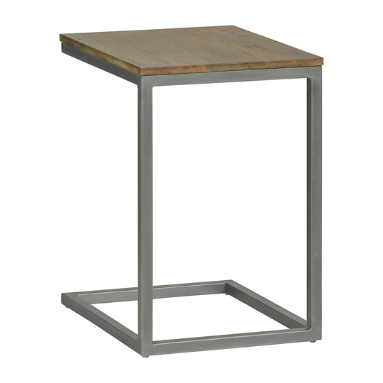 Aiken Modern Accent "C" Table with Mango Top & Steel Frame