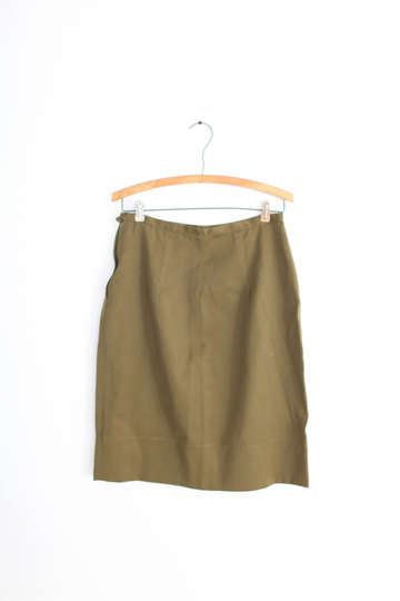 Vintage Olive Green Pencil Skirt 28 #0700