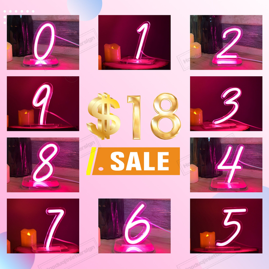 12cm Number Table Light Decor Mini Usb/Battery Powered Neon Led Signs Birthday Wedding Desk Letter