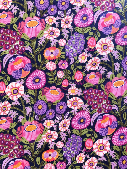 Viola & Hyacinths Botanical Floral Garden Purple Quilting Cotton Fabric By 1/4 Or 1/2 Yard, Fat Quarter Fabric, Australian