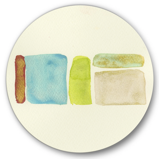 Designart 'Cubist Color Composition I' Mid-Century Modern Metal Circle Wall Art