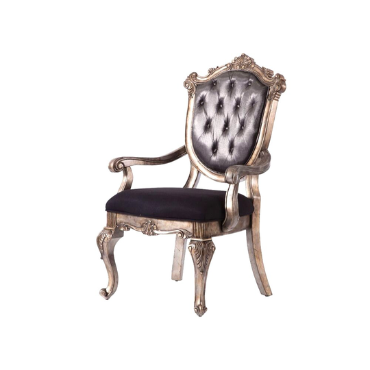 Set of 2 Silk-Like Fabric Dining Chairs in Silver Gray