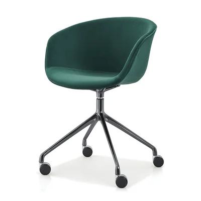 Rollie Office Chair in , Easy Clean Velvet in , Black in , Green