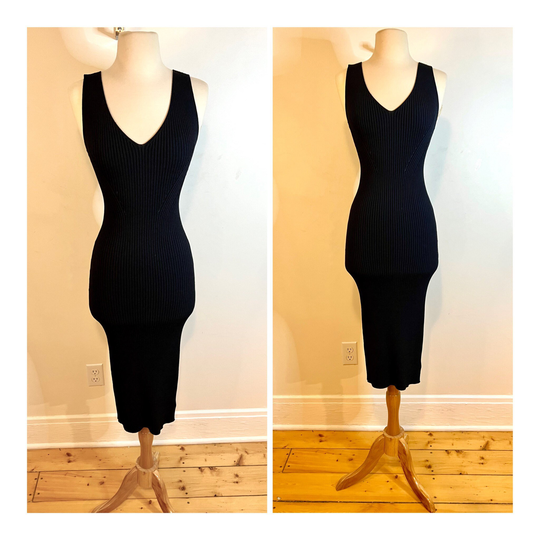 Vintage Michael Kors Midi Dress 90S Knit Pencil Blue Body-Con Party