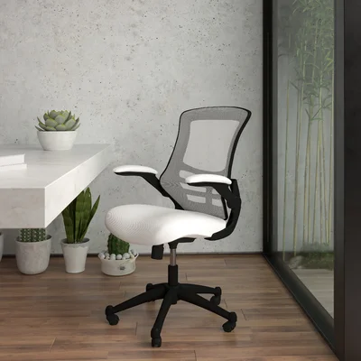 Jayetta Mid-Back Mesh Swivel Ergonomic Task Office Chair with Flip-Up Arms