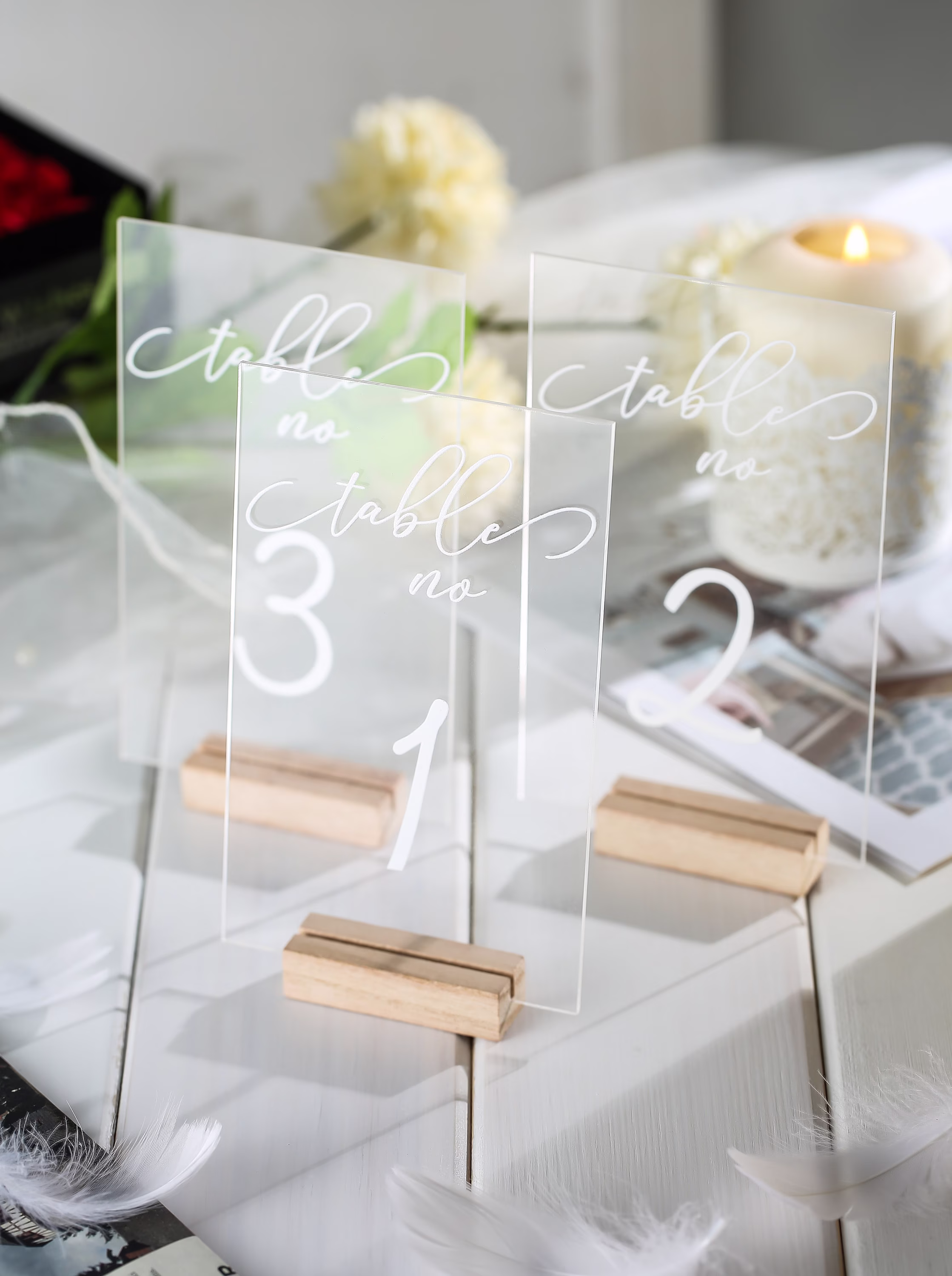 Wedding Table Numbers, Acrylic Table Number Sign With Stand, Decor, Numbers Wedding, Rectangle Numbers