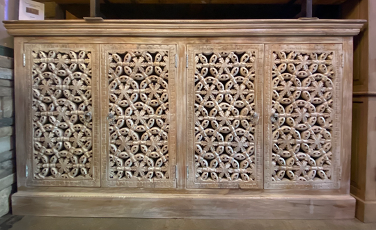stunning 4 Door Carved Wood Sideboard