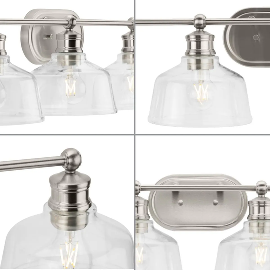 Singleton Collection 4-Light 36 in. Brushed Nickel Vanity Light with Clear Glass Shades - Small