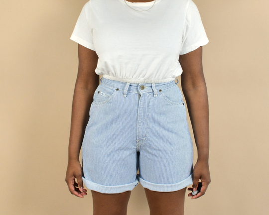 Chic Size 27 Striped Vintage Denim Long Shorts