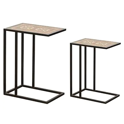 A&B Home Raj Brass Inlaid Nesting Tables (Set of 2)