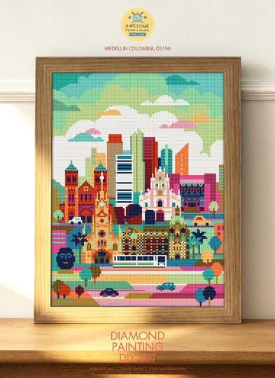 Medellin Colombia Ds190, Diamond Painting Diy Kit | City America Country Pattern