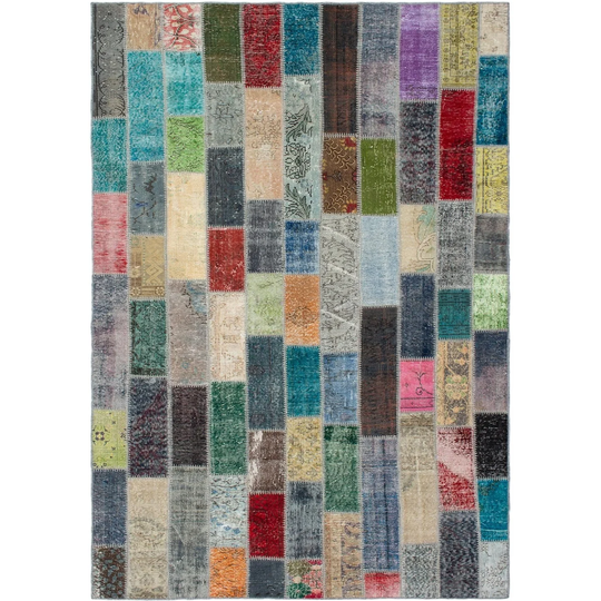 ECARPETGALLERY Hand-knotted Color Transition Patchwork Multi Wool Rug - 6'7 x 10'2
