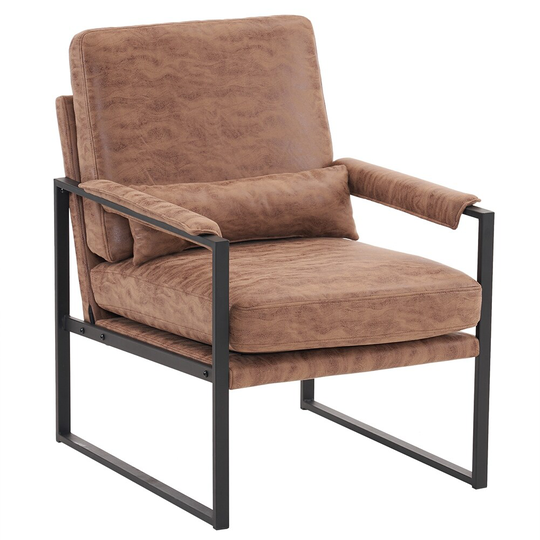 Iron Frame Chair Light Brown Technology Fabric Indoor Leisure Chair