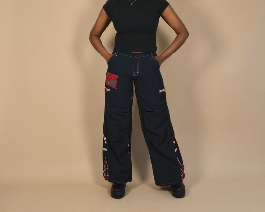 Mac Girl Y2K Goth Rave Flare Black Pants