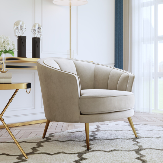 Modern Velvet Accent Barrel Chair Leisure Upholstered Vanity Chair