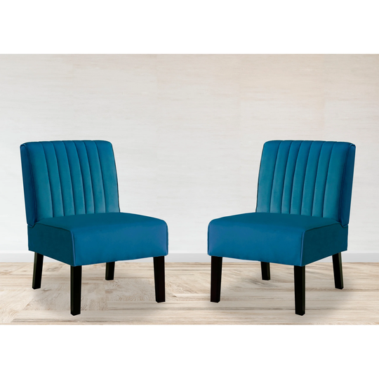 Nightingale Velvet Stripe Back Accent Chair Set of 2