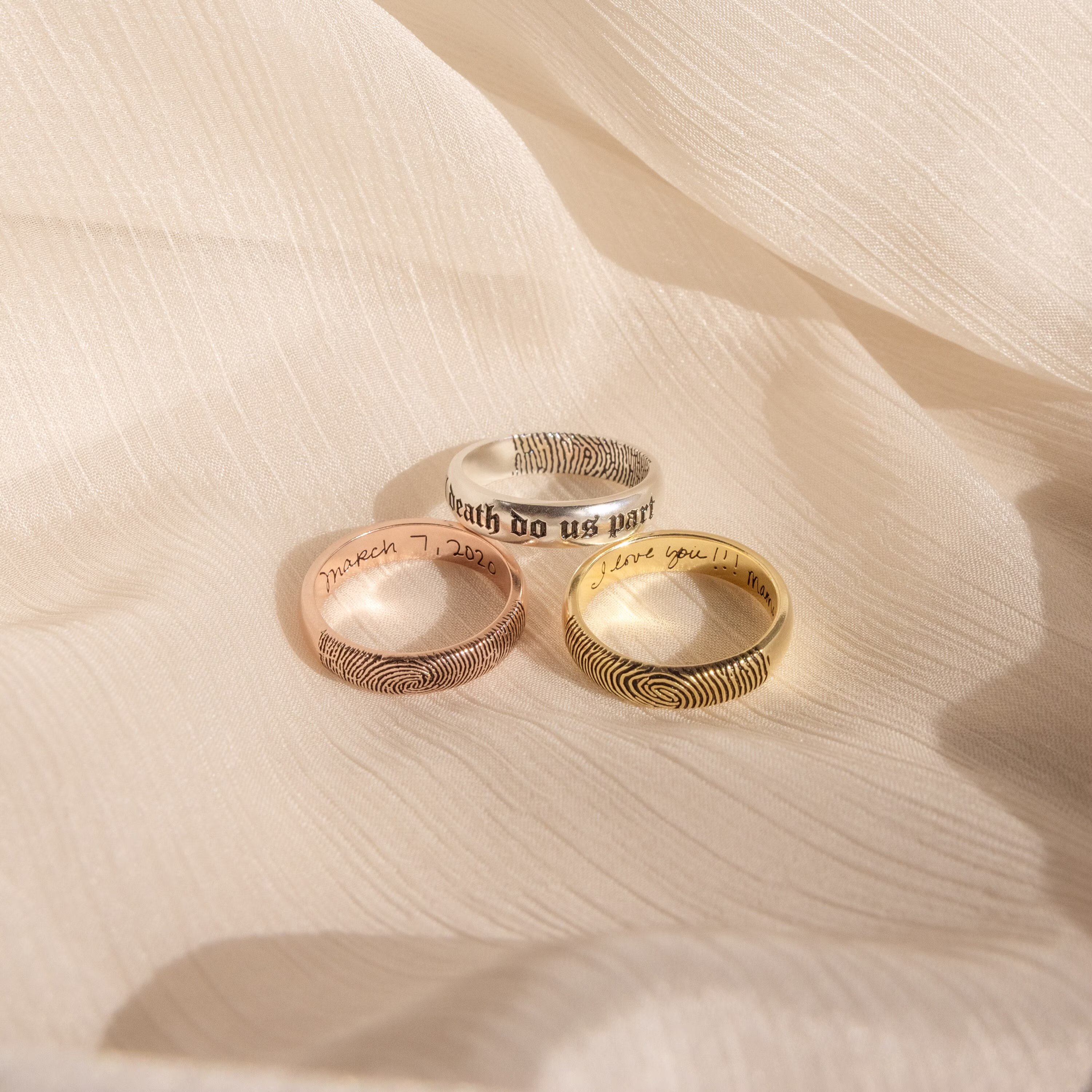 Half Round Ring Actual Fingerprint Memorial Jewelry Wedding Band Personalized Gift Rm29