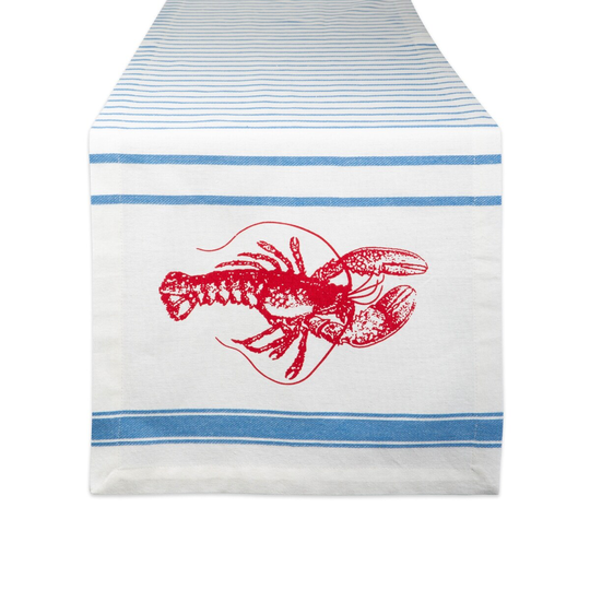108" Red and Blue Lobster Stripe Table Runner