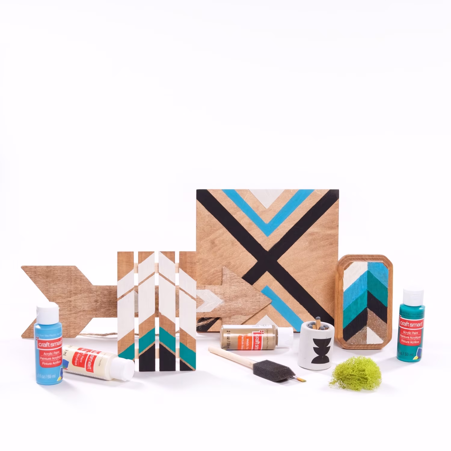 Diy Kit, Wood Art Painting Geometric Chevron Supply Kit