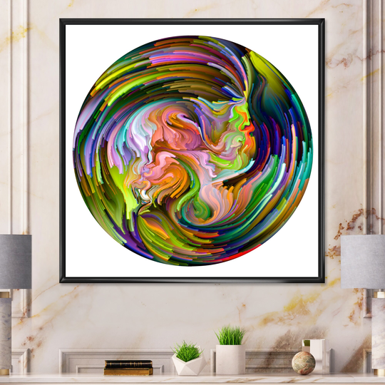Designart 'Circle Colorful Liquid Color II' Modern Framed Canvas artwork