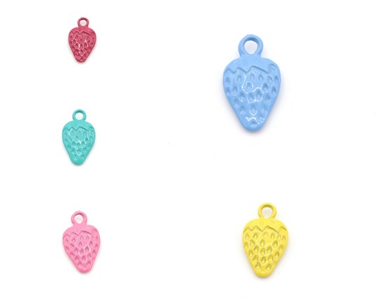 2 Pcs Colored Strawberry Pendant, Charms, Jewelry, Earring Charm | 9x16mm Crld-25