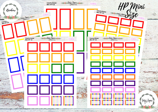 Rainbow Mini Hp Vertical Colorful Planner Boxes | Functional Stickers Budget Box