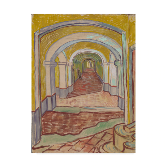 Vincent Van Gogh 'Corridor in The Asylum Paper' Canvas Art - Multi-color