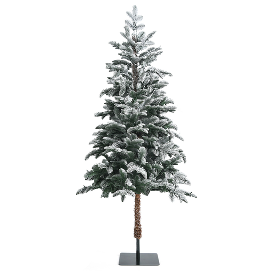 6ft Pre lit Pencil Christmas Tree Snow Flocked Artificial Slim Tree