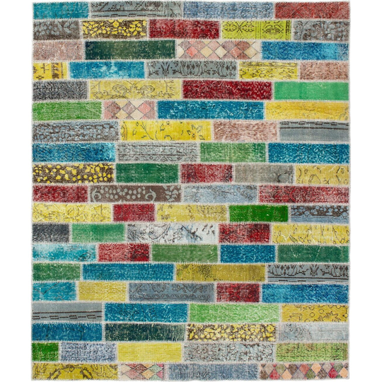 ECARPETGALLERY Hand-knotted Color Transition Patchwork Multi Wool Rug - 5'8 x 7'3
