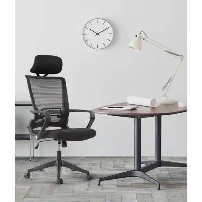 Honour High Back Office Chair With Fixed Arms And Headrest, Black, Easy Assemble Chair