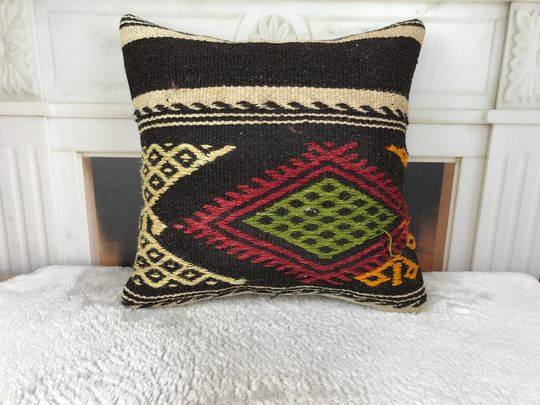 Farmhouse Decor Pillow, Throw Sofa Handmade Kilim Cushion, Vintage Floor Ethnic Boho 18x18 Inches 4737