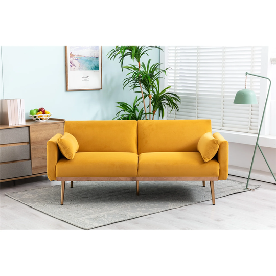 European Style Velvet Sofa , Accent Sofa, Loveseat Sofa with Metal Tapered Feet, with Adjustable Backrest