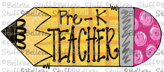 Ready To Press - Pre-K Teacher With Pencil Sublimation Transfer, Shirt Transfer