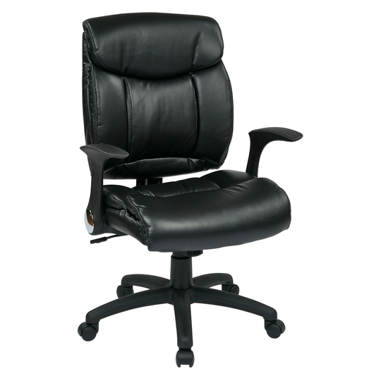 Black Faux Leather Office Chair with Built-in Lumber Support