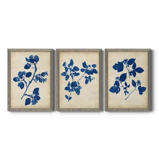 Indigo Leaf Study IV-Premium Framed Canvas - Ready to Hang - Multi-Color