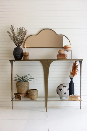 Antique Brass & Glass Sofa Table