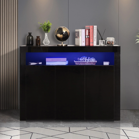 51-inch Wood Sideboard with LED Light and 3 Doors