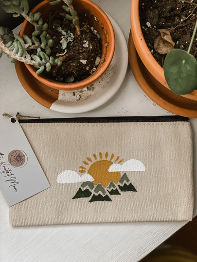 Landscape Painted Pencil Bag, Small Accessory Bag, Makeup Mountain Accessories, Hippie, Decor, School Supplies