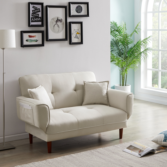 Relax Lounge Convertible Sofa Bed Sleeper Adjustable Backrest Loveseat with 2 Pillows